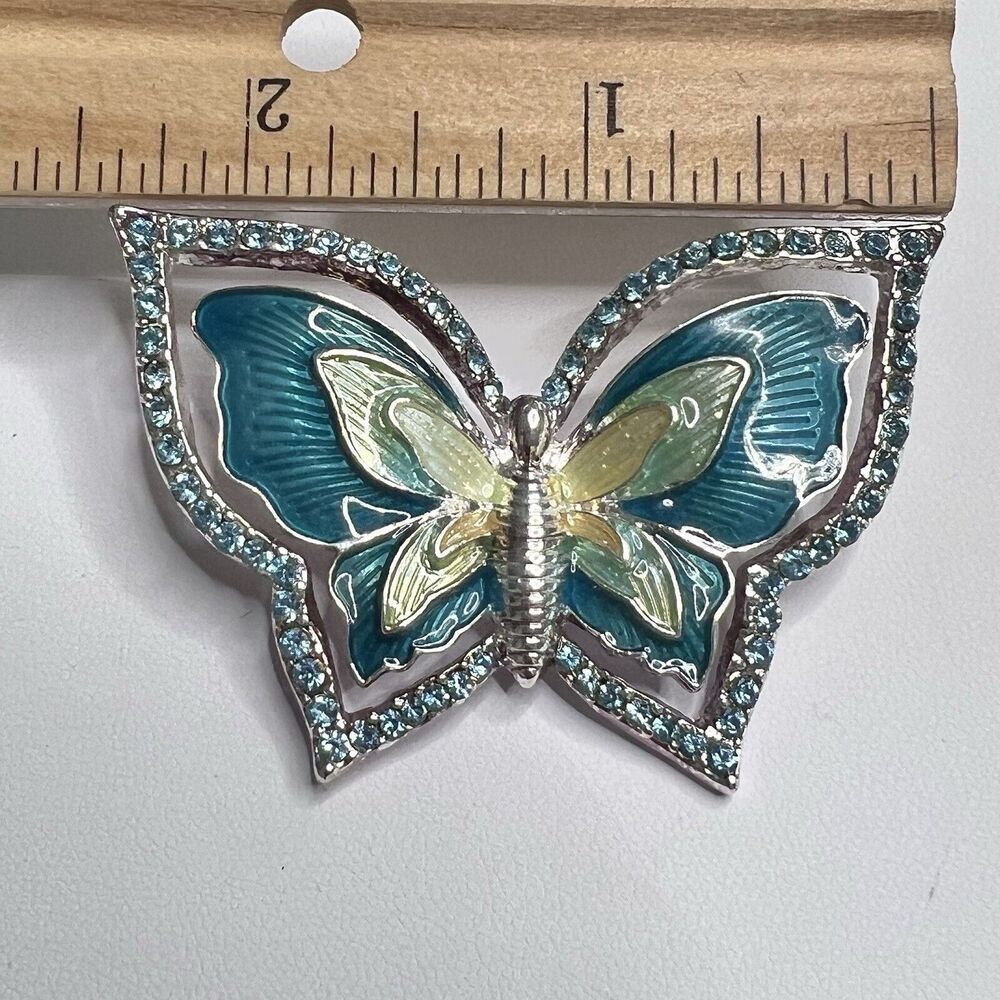 Vintage Napier Brooch Pin Green Butterfly Rhinestones Classic Jewelry - Picture 5 of 14